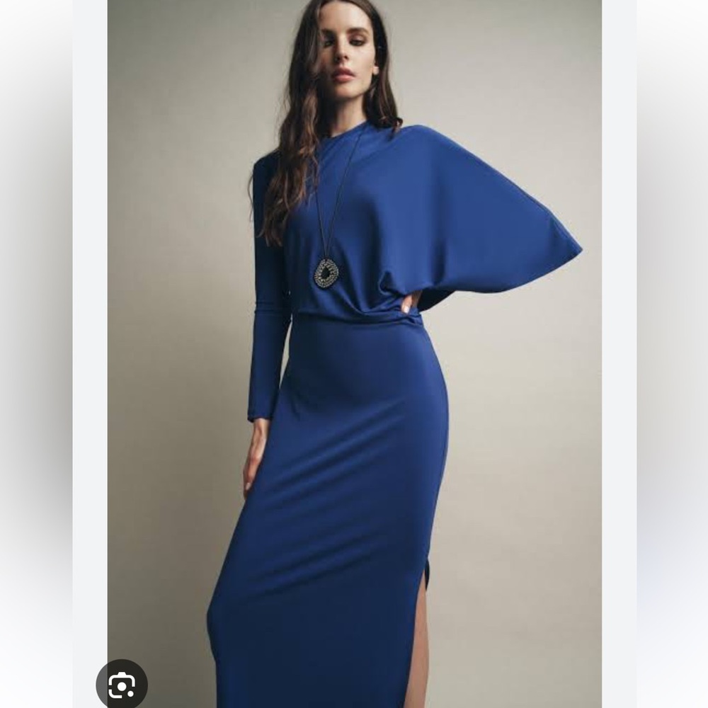 Zara NWT blue asymmetrical long dress 5039/471 - Picture 2 of 15